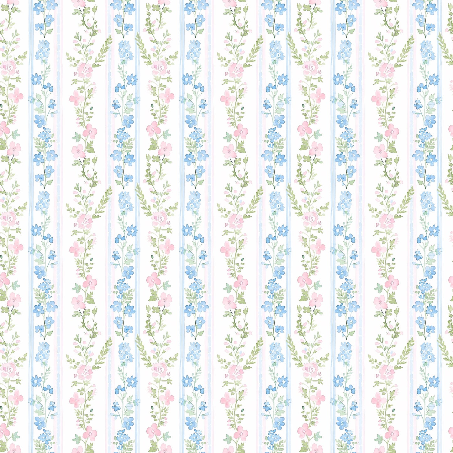 40oz Tumbler with Handle - Blue and Pink Flowers Vintage Stripes