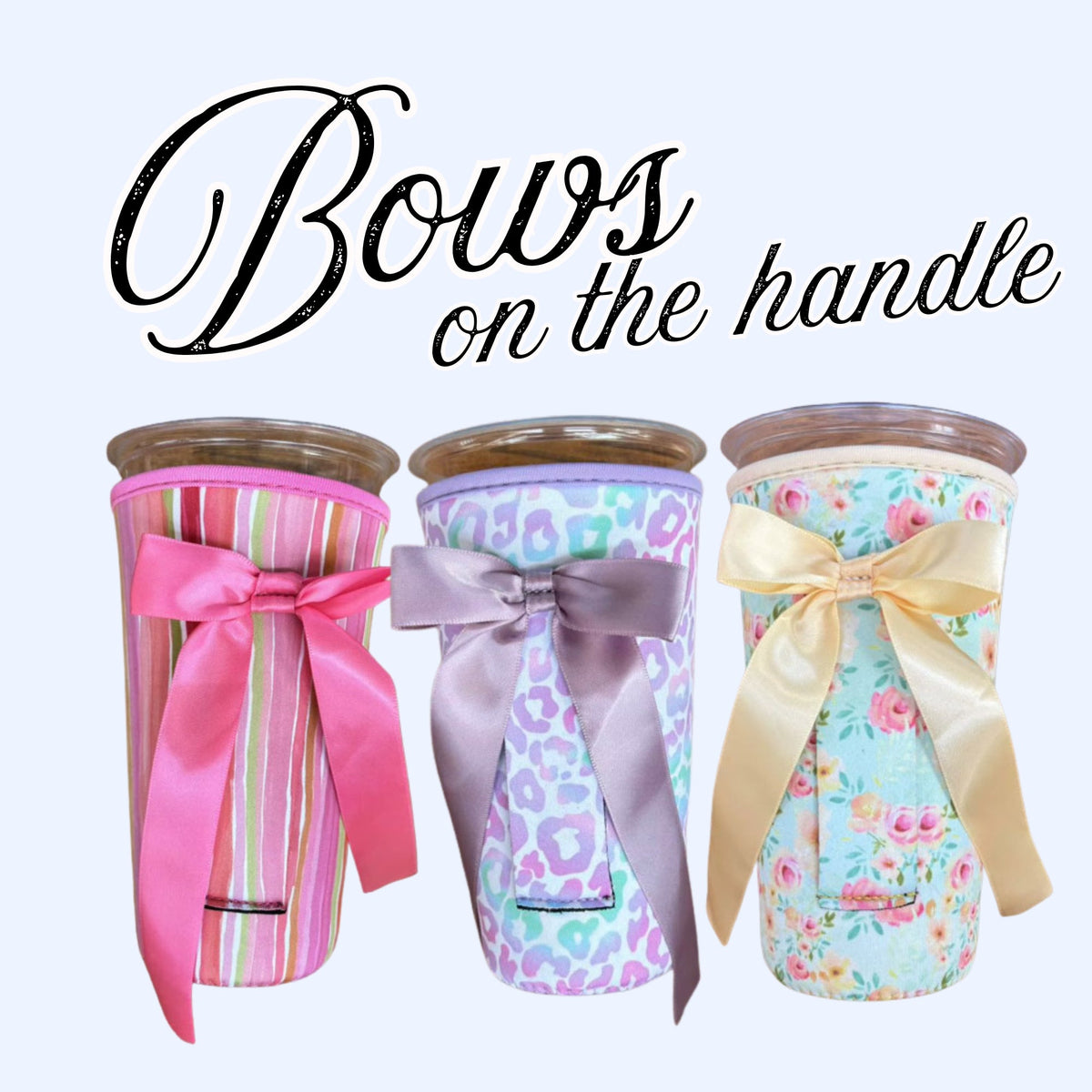 Koozies with Bows on the handle