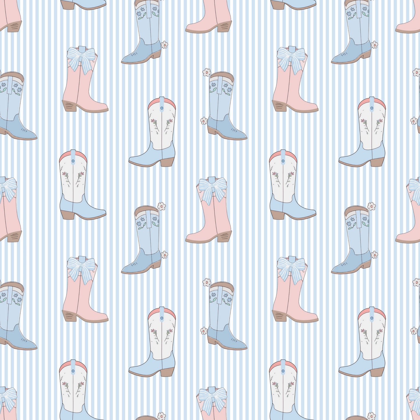 (MID JUNE PRE-ORDER)BOOTS & STRIPES BLUE & PINK (TALL ONLY)