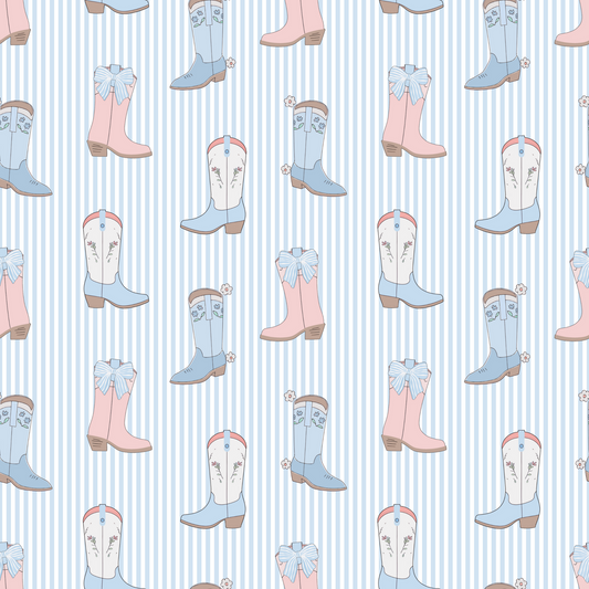 (MID JUNE PRE-ORDER)BOOTS & STRIPES BLUE & PINK (TALL ONLY)