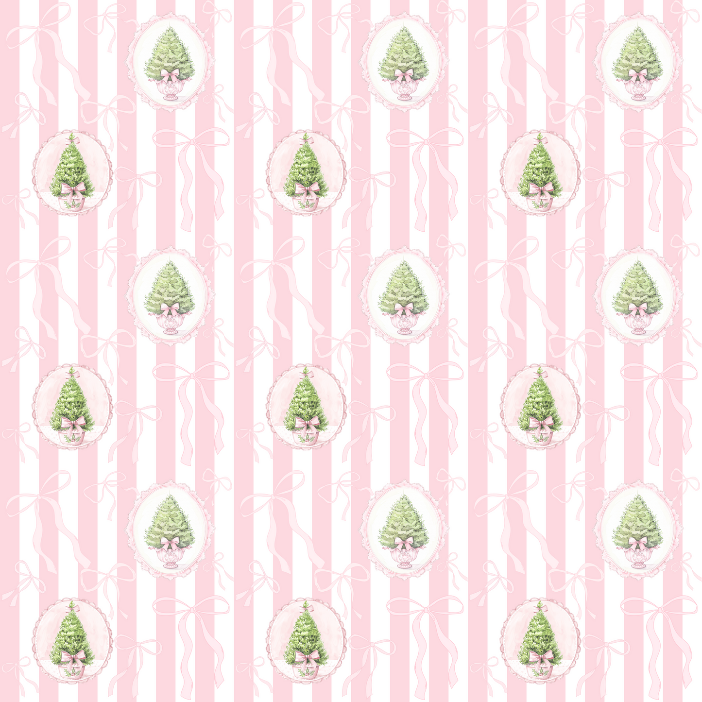 PINK STRIPES & TREE CAMEO (TALL)