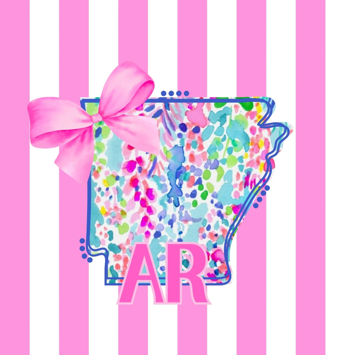 (MID OCTOBER) State ARKANSAS Stripes and Bows  (TALL ONLY)