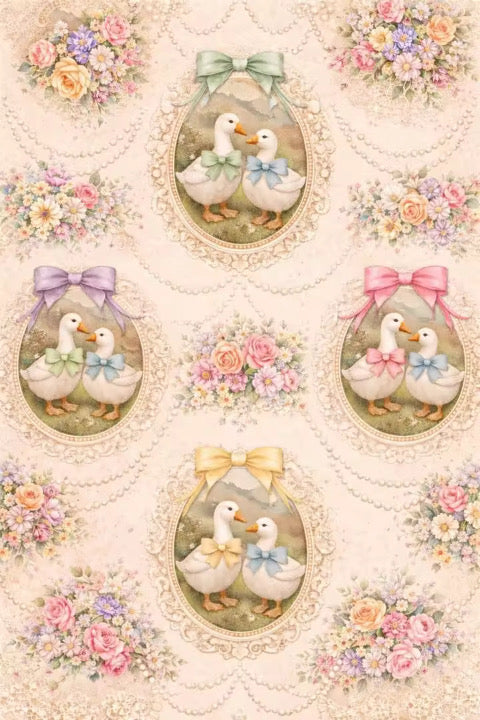 (MID JUNE PRE-ORDER) Porch Geese with Bows & Flowers (TALL ONLY)