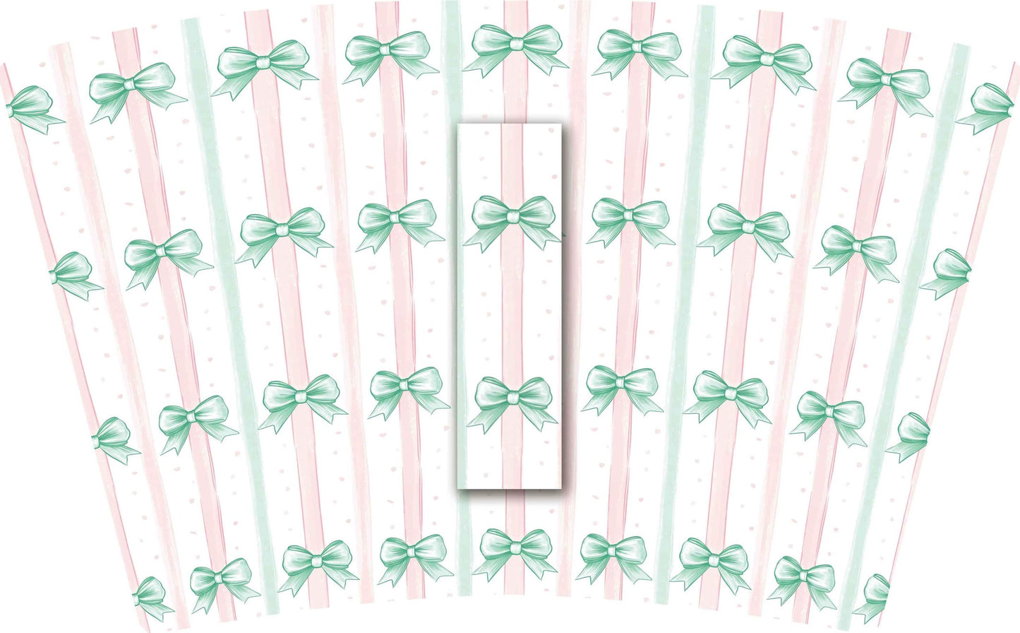 (MID AUGUST PRE-ORDER) PINK STRIPES MINT BOWS(TALL ONLY)