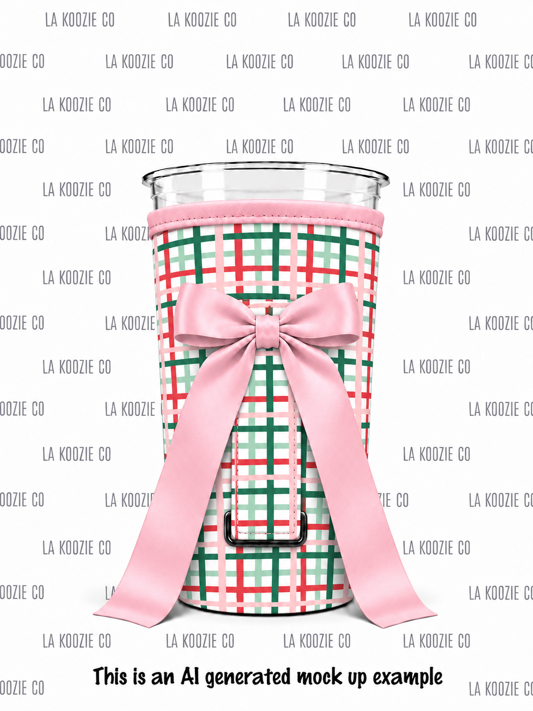 (MID OCTOBER PRE-ORDER) Christmas-Plaid, Pink,Green&Red with handle Pink Bow   (TALL ONLY)