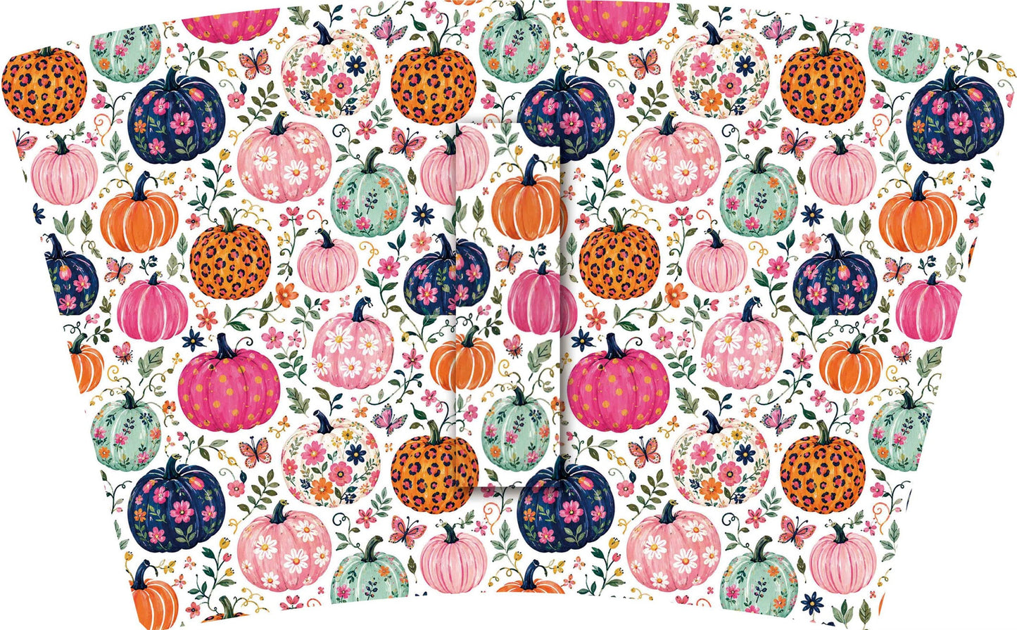 (EARLY SEPTEMBER PRE-ORDER) FLORAL PUMPKINS with Teal Bow  (TALL ONLY)