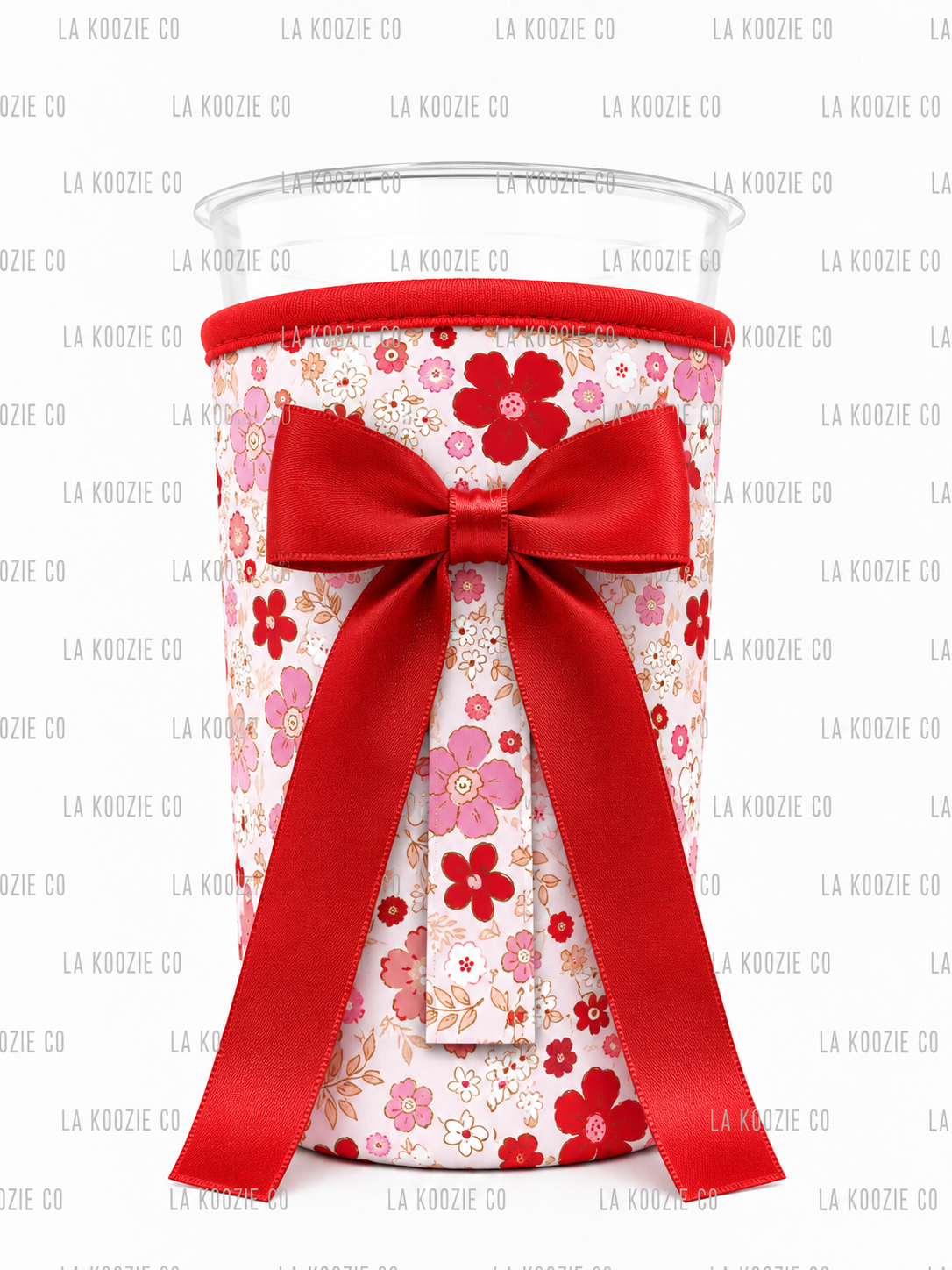 (EARLY SEPTEMBER PRE-ORDER)  RED & PINK FLOWERS With RED BOW  (TALL ONLY)
