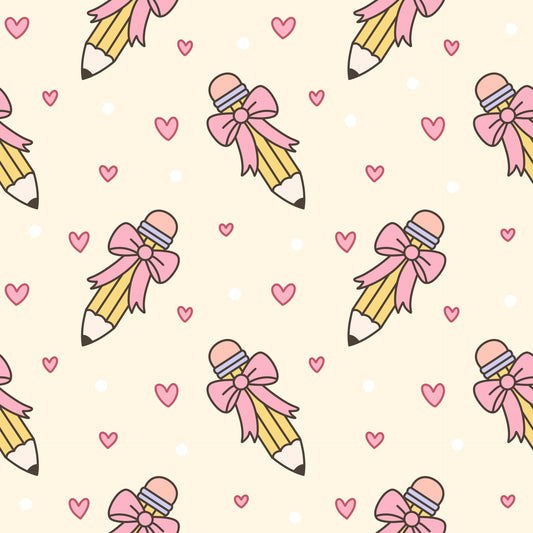 (MID OCTOBER PRE-ORDER) Teacher-Pencils, bows & hearts (TALL ONLY)