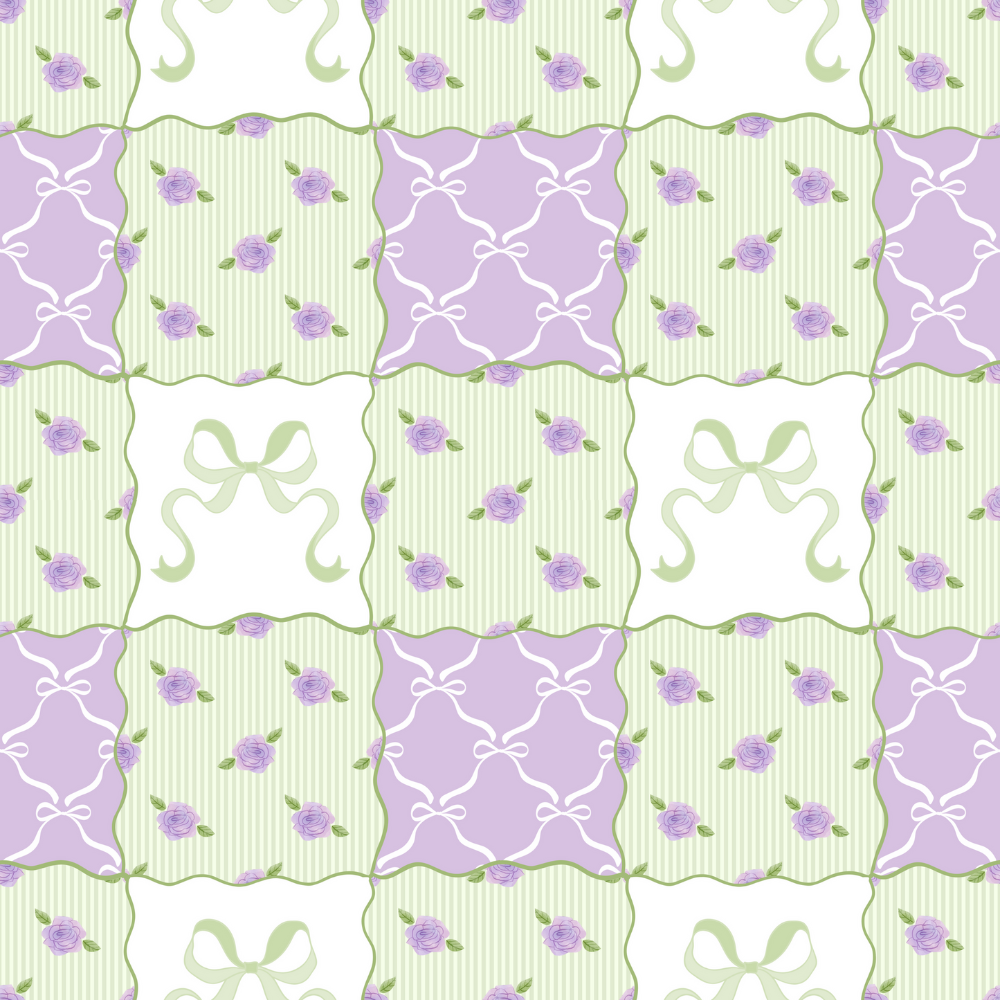(MID JUNE PRE-ORDER)   Lavender Rose buds & Bows Quilt  (TALL ONLY)