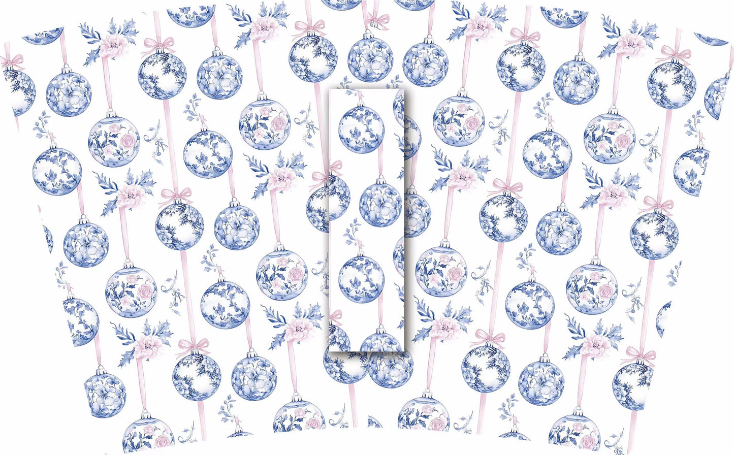 BLUE TOILE ORNAMENT WITH PINK RIBBONS (TALL)