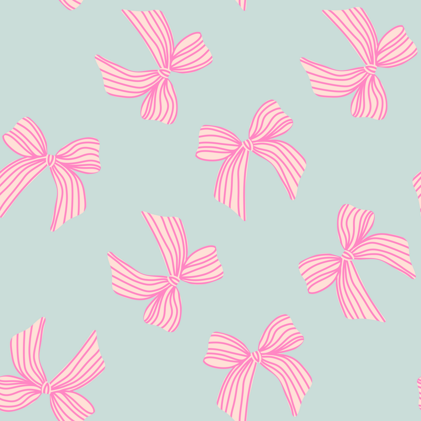 LM-PINK STRIPE BOWS on Mint Green (TALL ONLY)