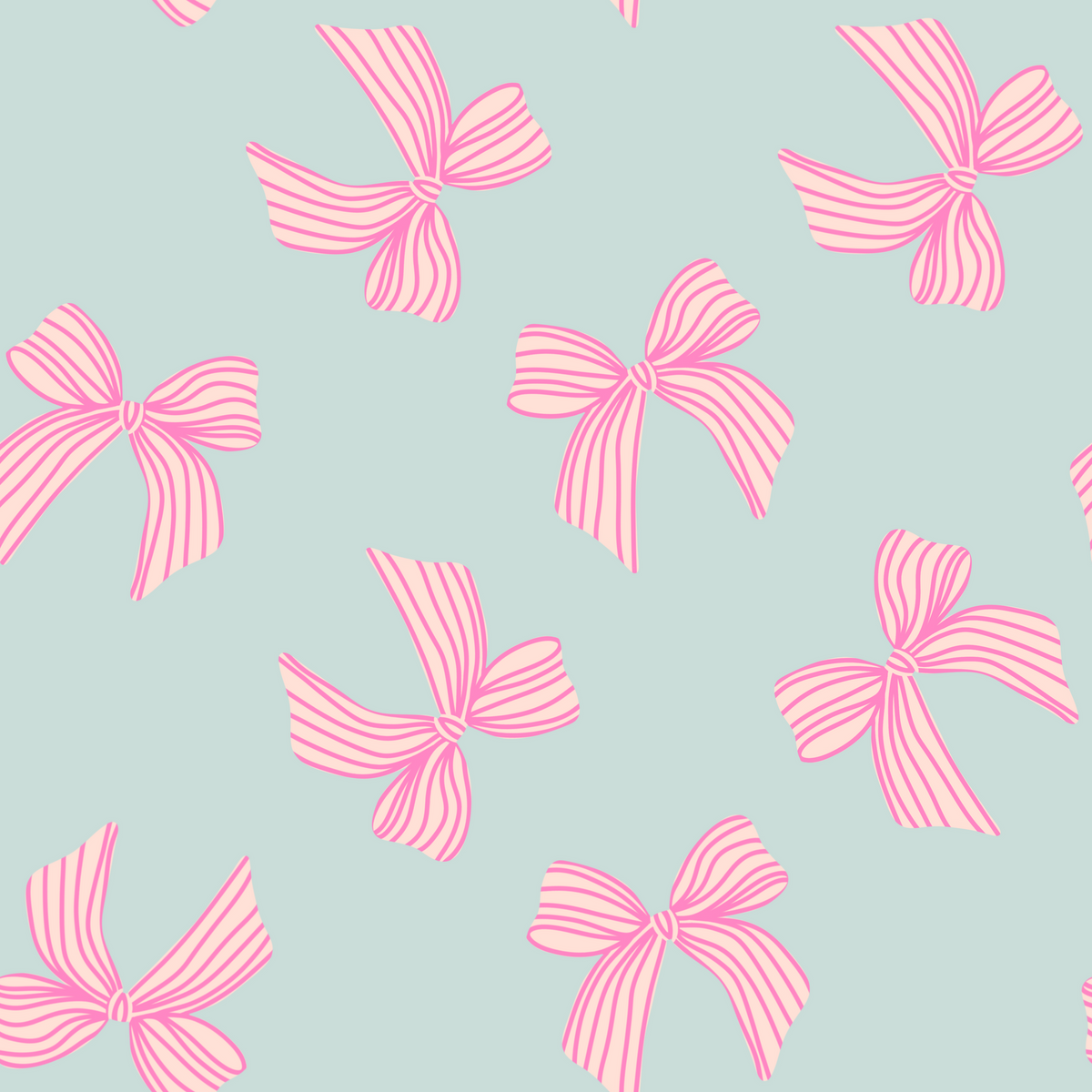 PINK STRIPE BOWS on Mint Green (TALL ONLY)