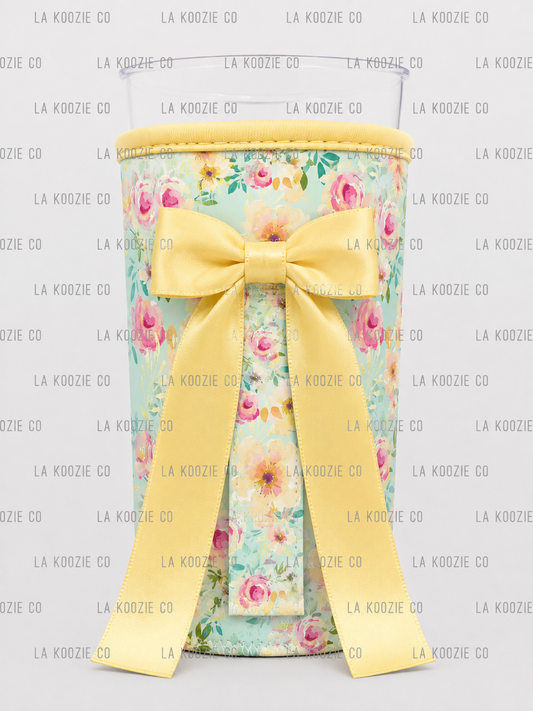 MID OCTOBER PRE-ORDER) MINT FLORAL with Yellow Bow (TALL ONLY)