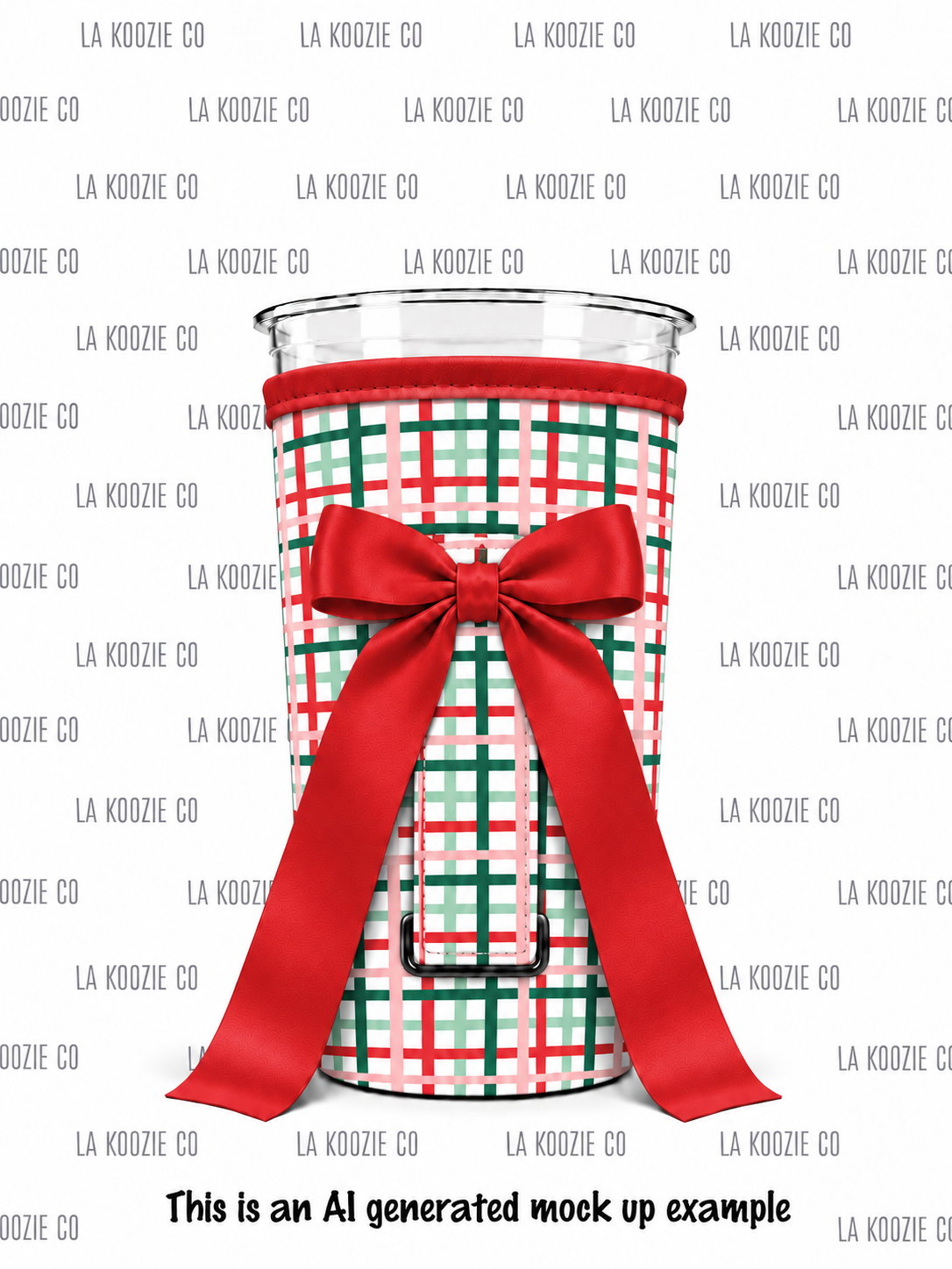 (MID OCTOBER PRE-ORDER) Christmas-Plaid, Pink,Green&Red with handle Red Bow   (TALL ONLY)