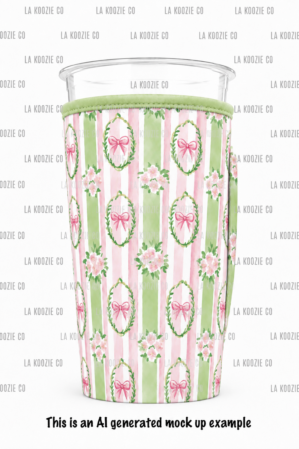 (EARLY SEPTEMBER PRE-ORDER) GREEN & PINK STRIPES BOW CAMEO (TALL ONLY)