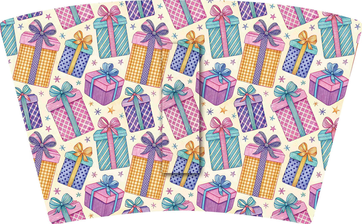 (MID OCTOBER PRE-ORDER) Christmas-Presents with handle Teal Bow  (TALL ONLY)