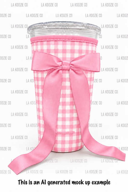 (LATE NOVEMBER PRE-ORDER)SMALL PINK GINGHAM wth handle PINK Bow (TALL ONLY)