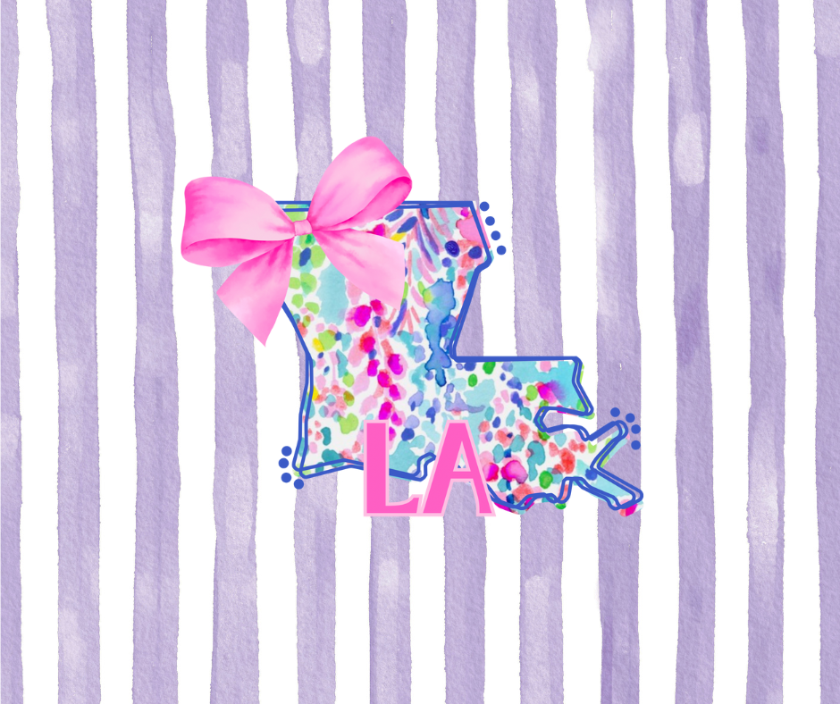 State-Louisiana Stripes & Bows  (TALL ONLY)
