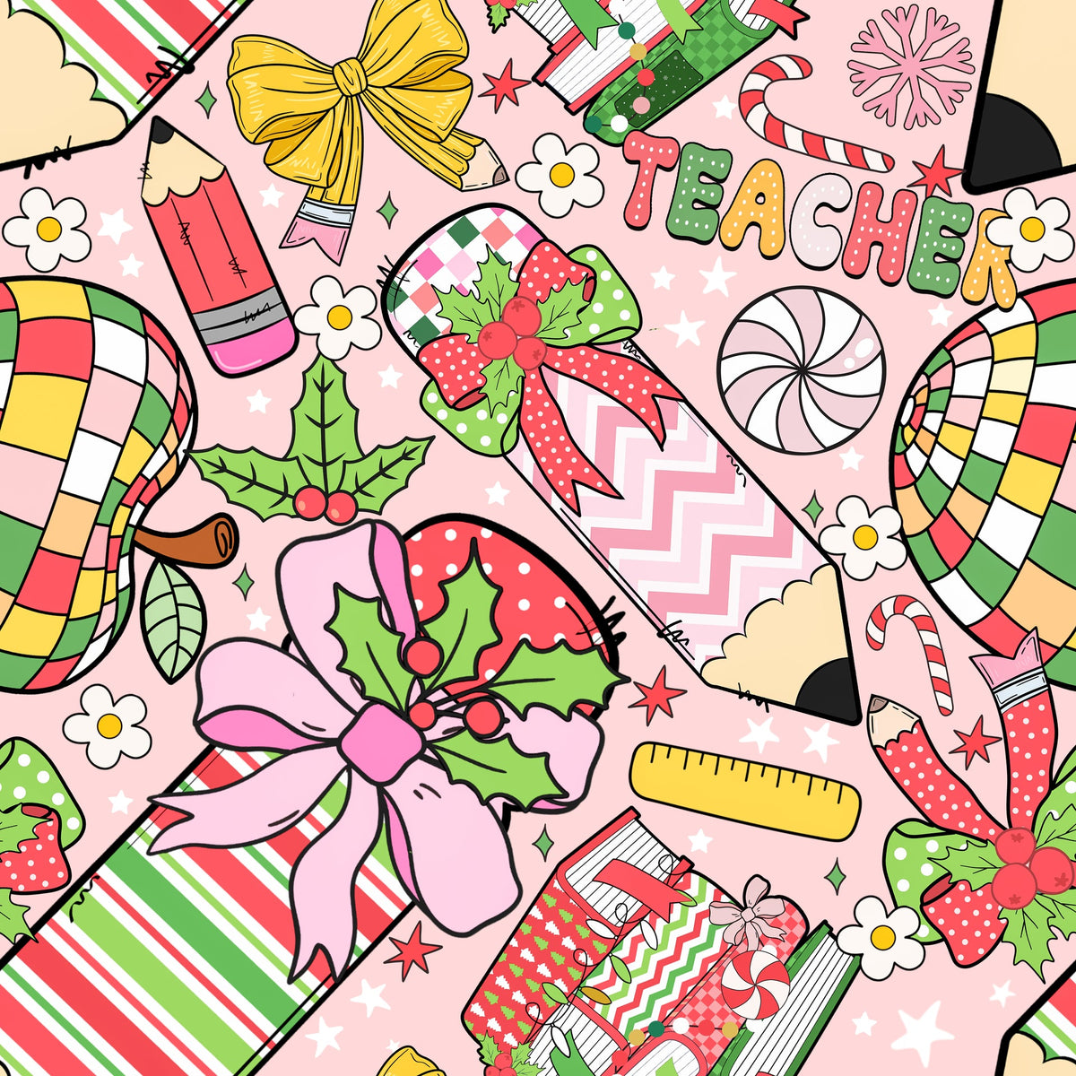 (MID OCTOBER PRE-ORDER) Teacher Retro Christmas  (TALL ONLY)
