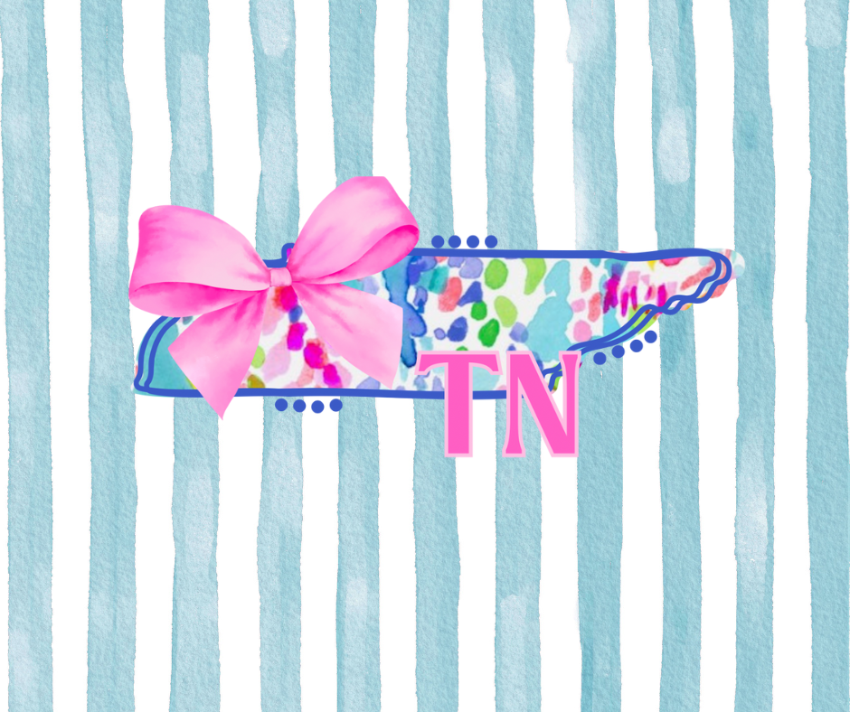(EARLY SEPTEMBER PRE-ORDER) State-Tennessee Stripes & Bows (TALL ONLY)