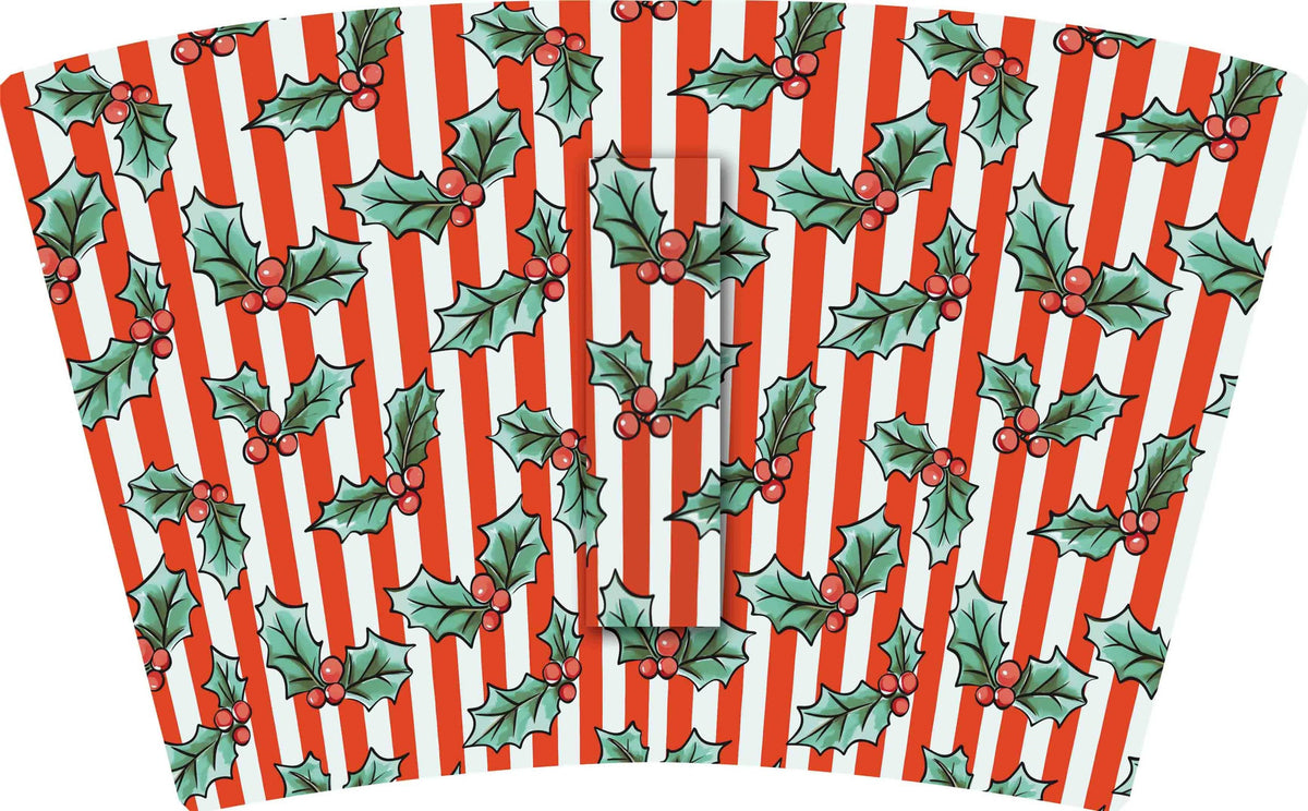 (MID OCTOBER PRE-ORDER) Christmas-Red Stripes & Holly (TALL ONLY)