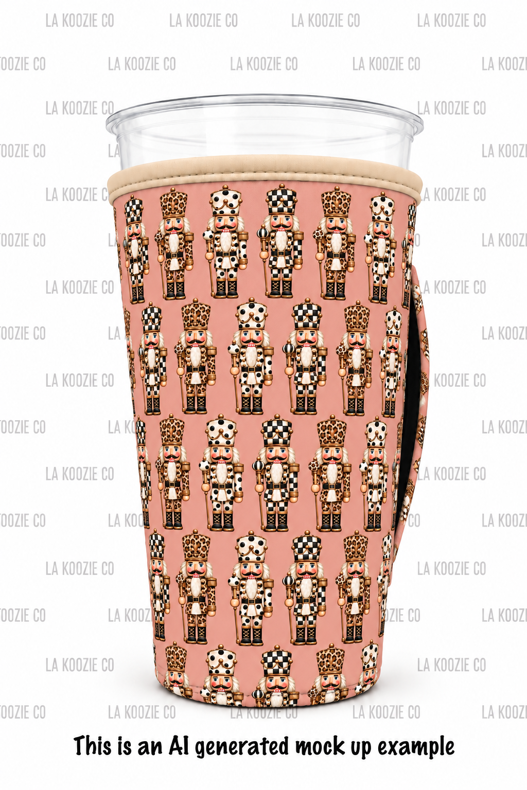 (LATE NOVEMBER PRE-ORDER) Christmas-Blush Nutcracker with handle black bow  (TALL ONLY)