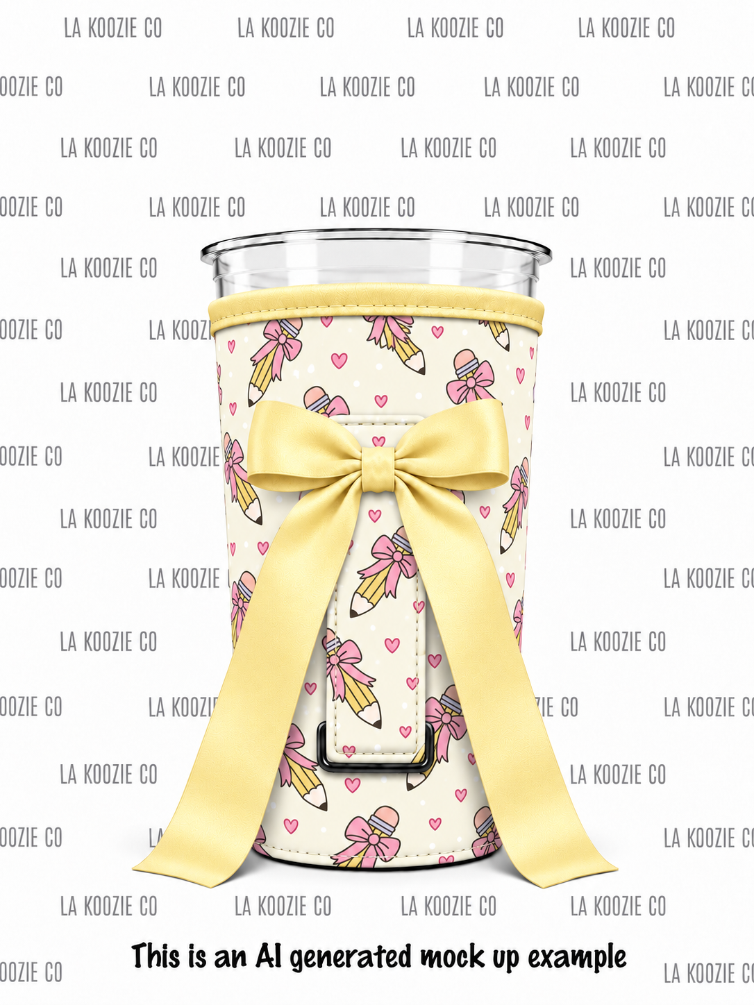 (MID OCTOBER PRE-ORDER) Teacher-Pencils, bows & hearts with handle Yellow Bow  (TALL ONLY)