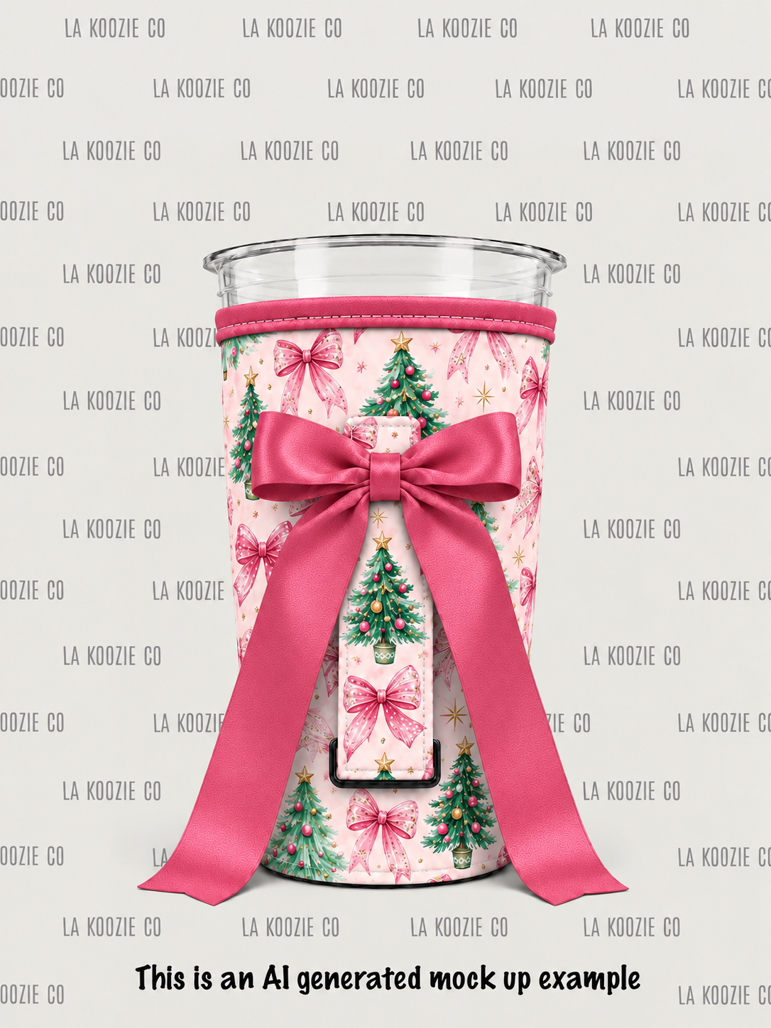 (MID OCTOBER PRE-ORDER) Christmas-Pink Bows Christmas Trees with handle Dark Pink Bow (TALL ONLY)