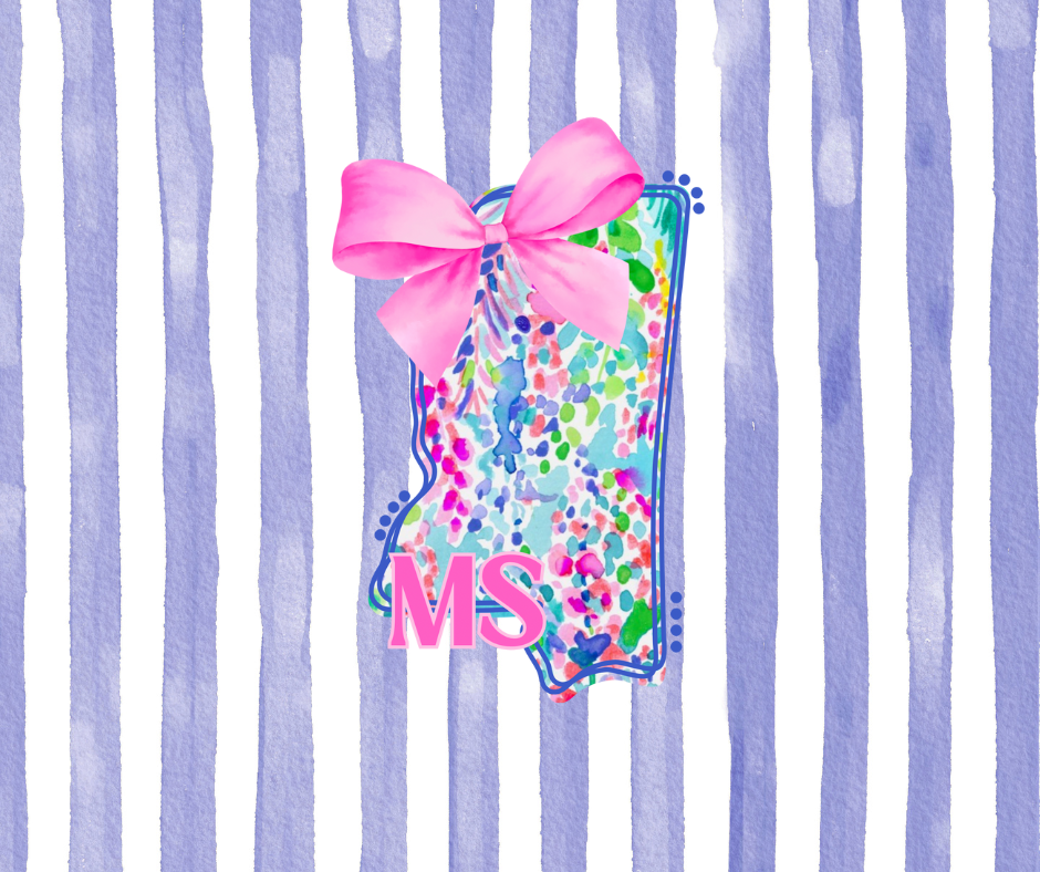 State Mississippi Stripes and Bows  (TALL ONLY)