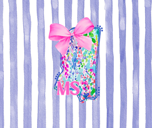 State Mississippi Stripes and Bows  (TALL ONLY)
