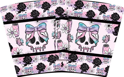 CUTE SKULL w/bow & Black Roses TALL RETAIL