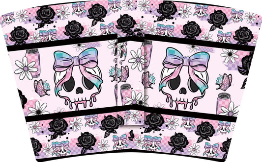 HALLOWEEN-CUTE SKULL w/bow & Black Roses