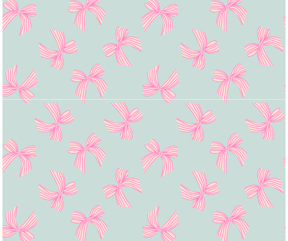 LM-PINK STRIPE BOWS on Mint Green (TALL ONLY)