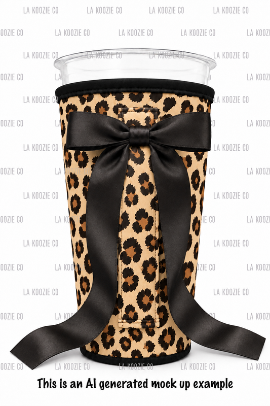 (LATE NOVEMBER PRE-ORDER) Leopard with handle black bow (TALL ONLY)