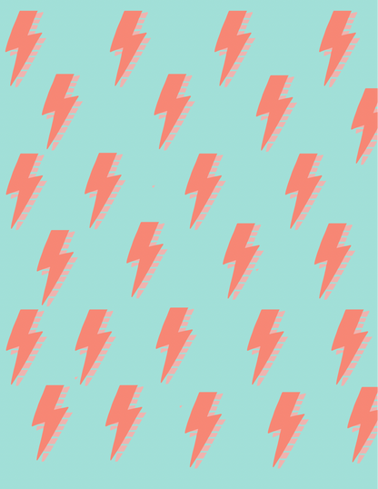 TEAL W/CORAL LIGHTENING  (TALL)  RETAIL