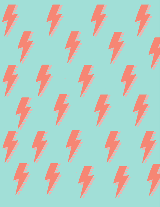 TEAL W/CORAL LIGHTENING  (TALL ONLY)