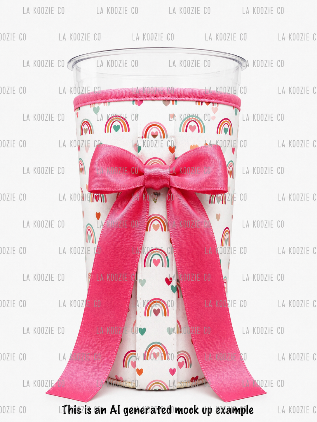 (EARLY SEPTEMBER PRE-ORDER) HEARTS & RAINBOWS with Pink Bow (TALL ONLY)
