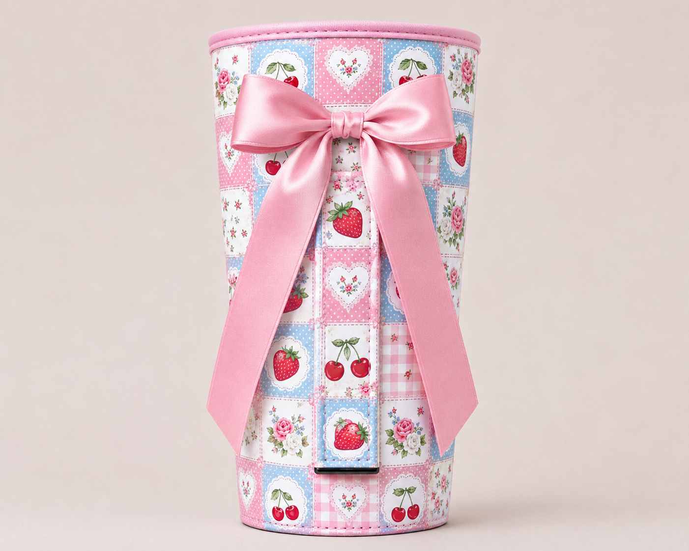 (MID AUGUST PRE-ORDER) Strawberry & Cherry Quilt with Pink Bow (TALL ONLY)