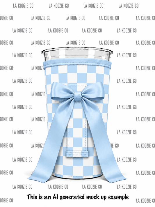 (MID OCTOBER PRE-ORDER) Blue Checker with Handle Blue Bow    (TALL ONLY)