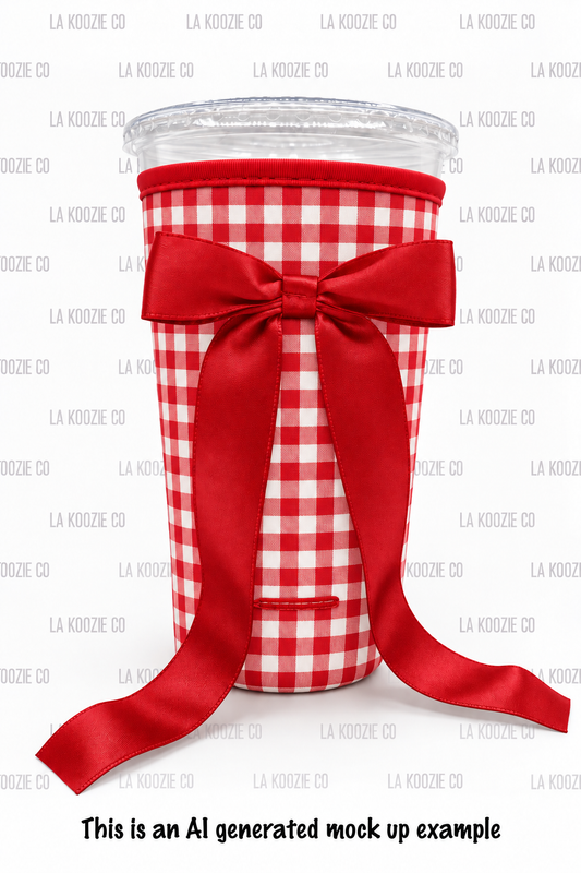 (LATE NOVEMBER PRE-ORDER)SMALL RED GINGHAM wth handle RED Bow (TALL ONLY)