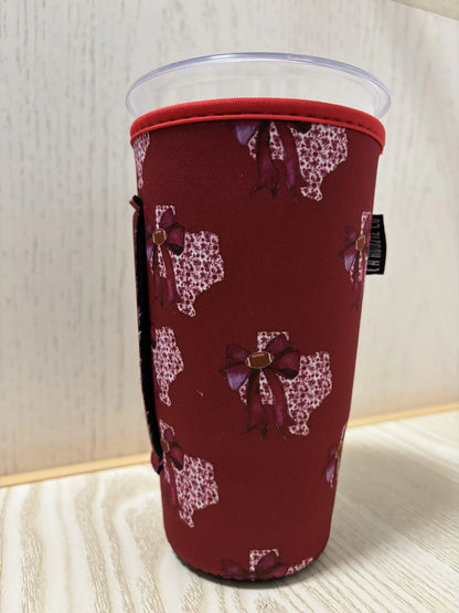 Maroon TX STATE WITH BOW TALL RETAIL