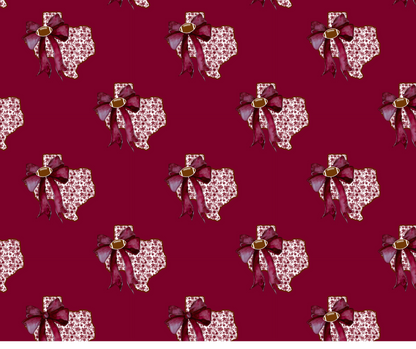 Maroon TX STATE WITH BOW TALL RETAIL