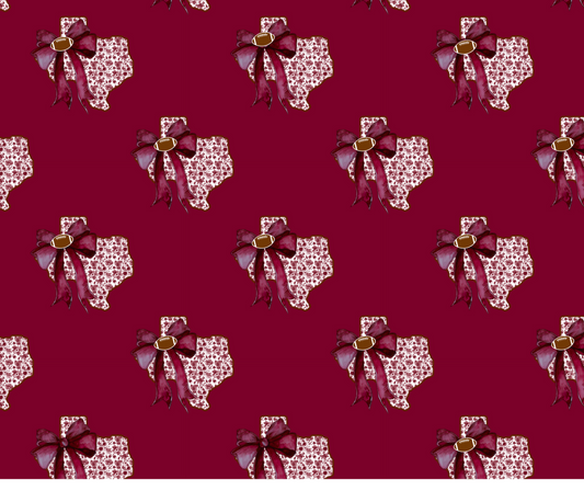 Maroon TX STATE WITH BOW TALL