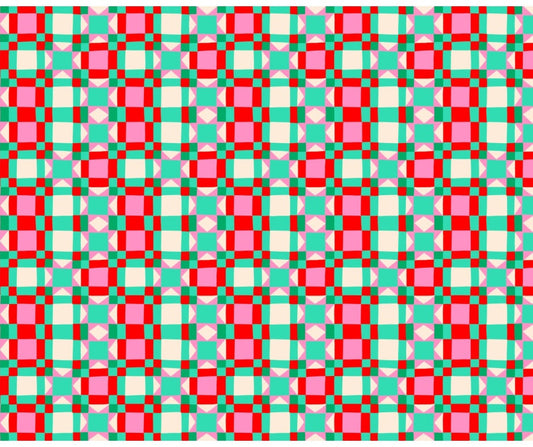 Christmas-GREEN & RED PATCHWORK QUILT TALL