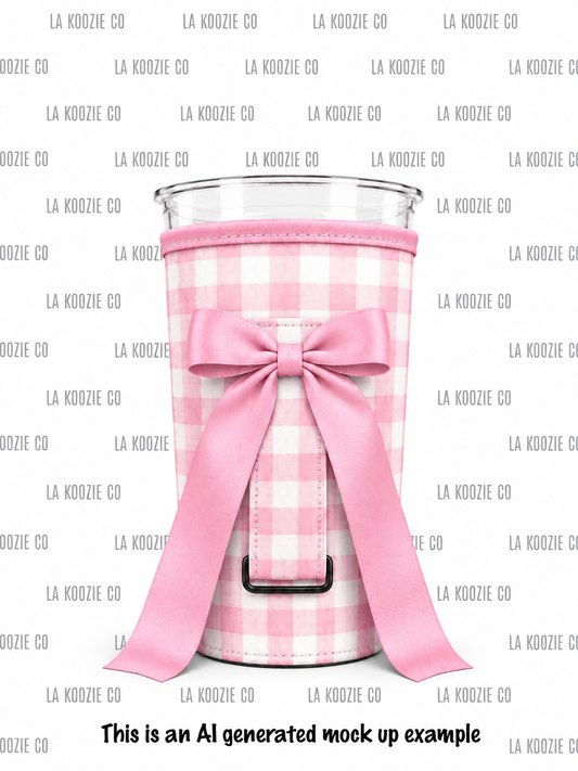 (MID OCTOBER PRE-ORDER) Pink Gingham with handle Pink Bow  (TALL ONLY)