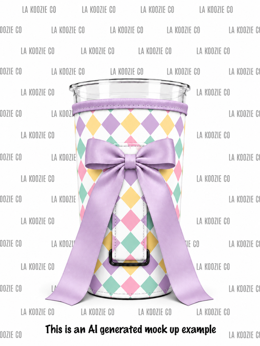 (MID OCTOBER PRE-ORDER) Diamond Pattern with handle Lavender Bow   (TALL ONLY)