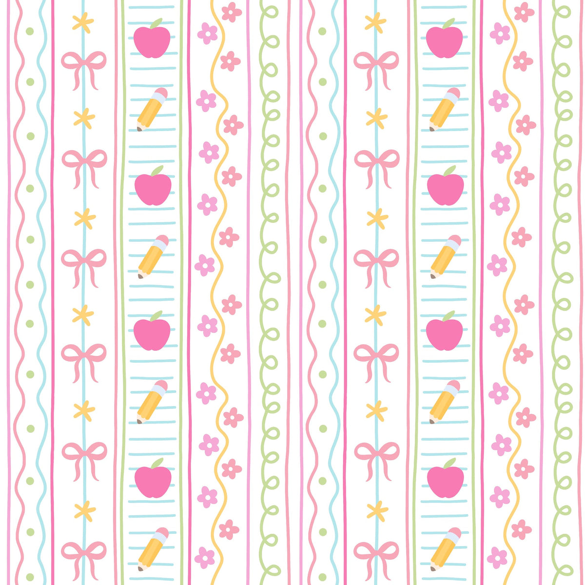 MID OCTOBER PRE-ORDER) Teacher Stripes with Pink Bow (TALL ONLY)