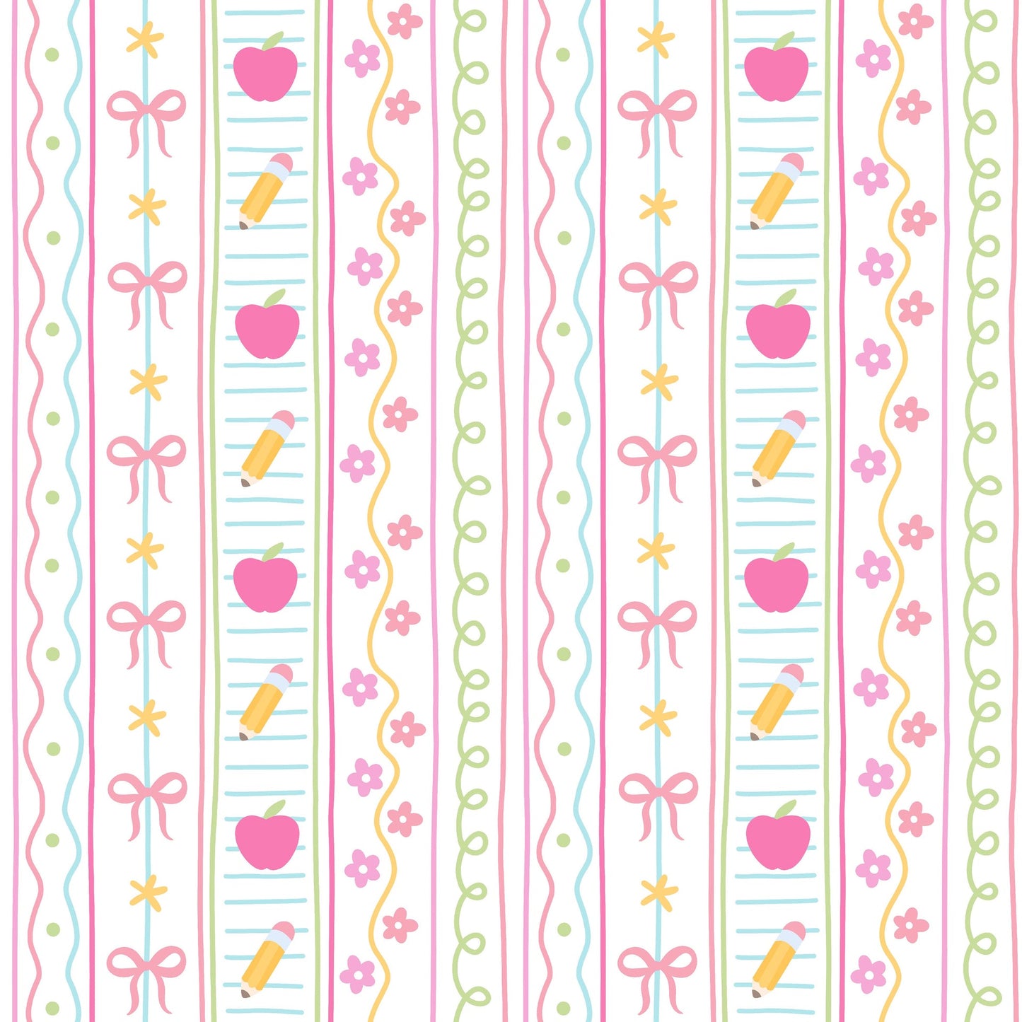 (MID AUGUST PRE-ORDER)   Teacher Stripes with Pink Bow (TALL ONLY)