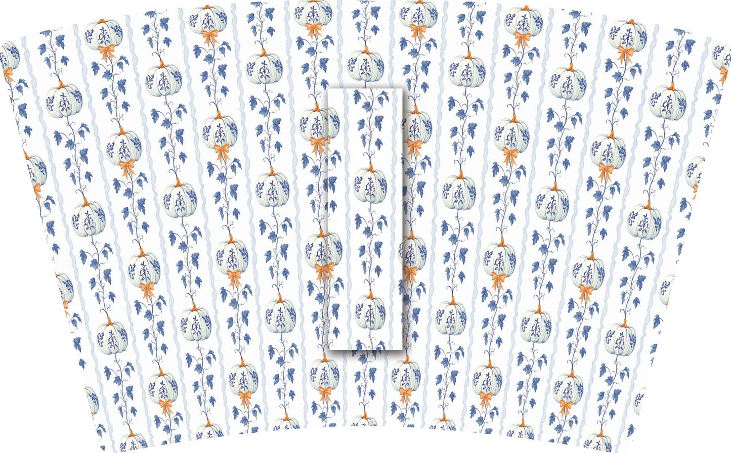 (EARLY SEPTEMBER PRE-ORDER) BLUE VINE PUMPKIN STRIPES with Blue Bow  (TALL ONLY)