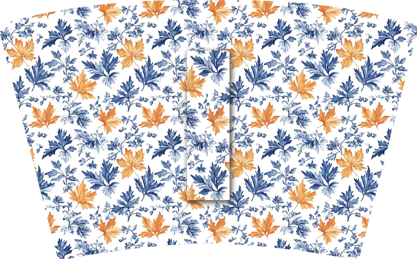 (EARLY SEPTEMBER PRE-ORDER) BLUE & ORANGE FALL LEAVES with Blue Bow (TALL ONLY)